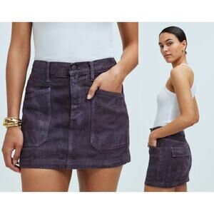 Madewell x MN | Denim Patch-Pocket Micro Mini Skirt | Chalked Fig | Sz 30